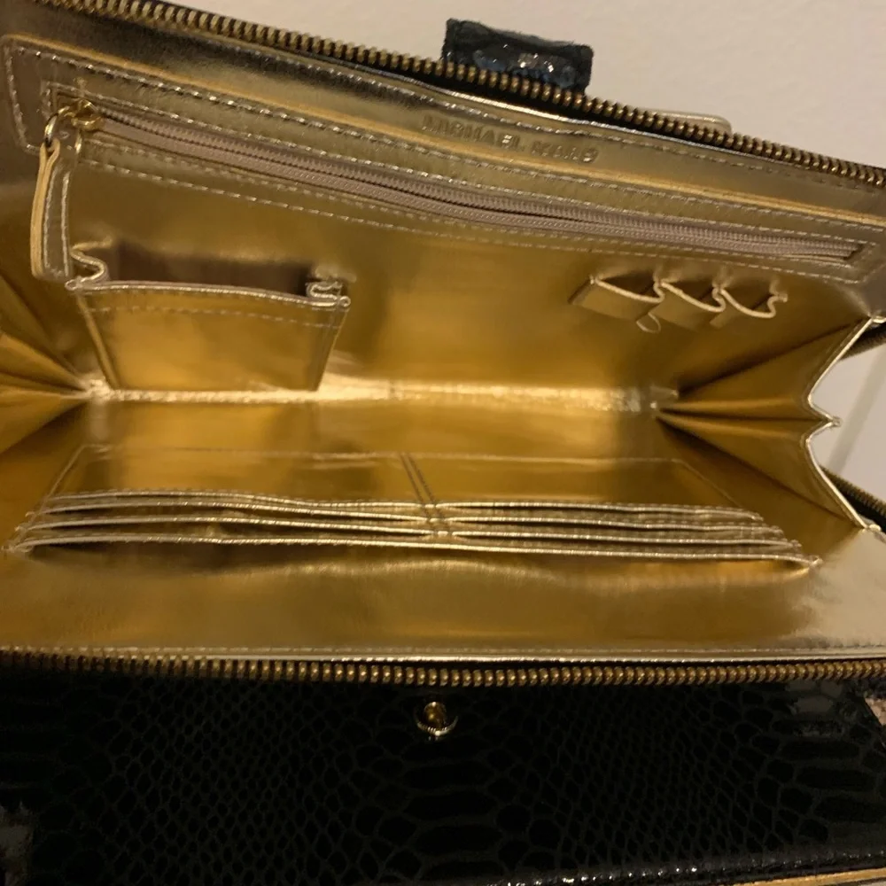 Michael Kors Black Faux Snakeskin Tablet Case with Gold Plate